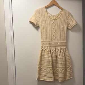 Cream Cable Knit 100% Wool Dress